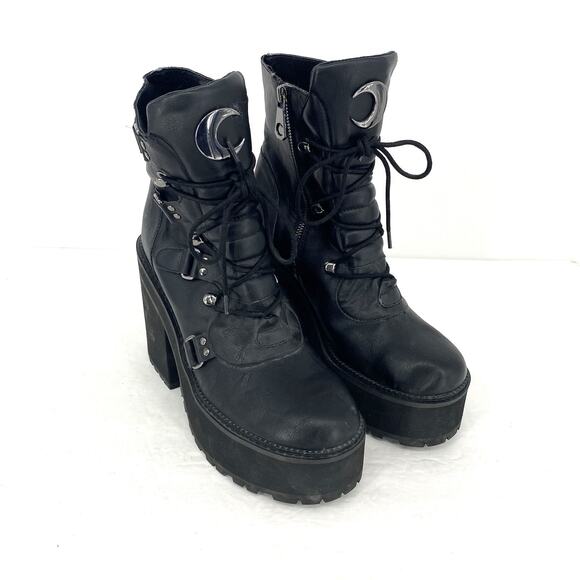 Killstar Broom Rider Black Platform High Heel Boot Women's Size 9 - Picture 1 of 10